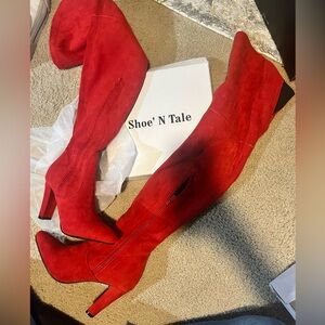 New! Shoe n tale red suede knee high bootss!